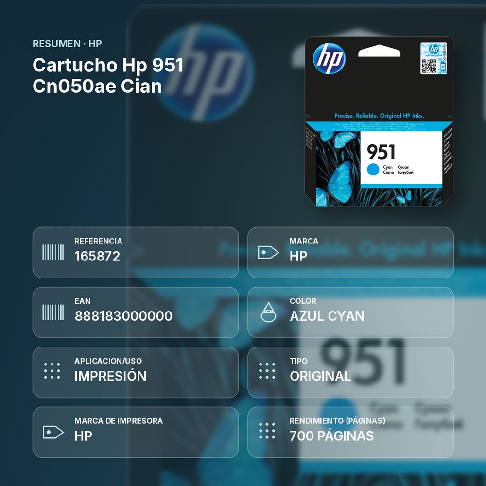 CARTUCHO HP 951 CN050AE CIAN - resumen de atributos