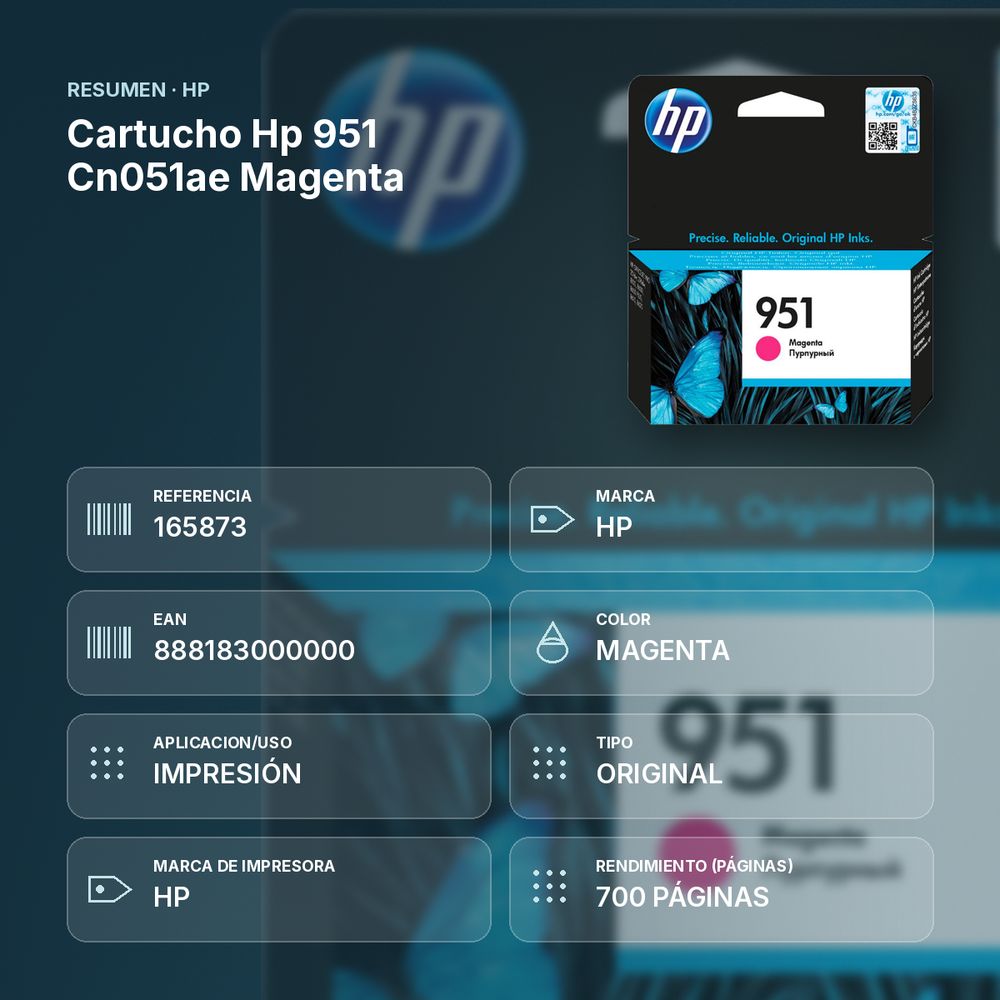 CARTUCHO HP 951 CN051AE MAGENTA - resumen de atributos