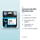 CARTUCHO HP 953 F6U12AE CIAN - características principales