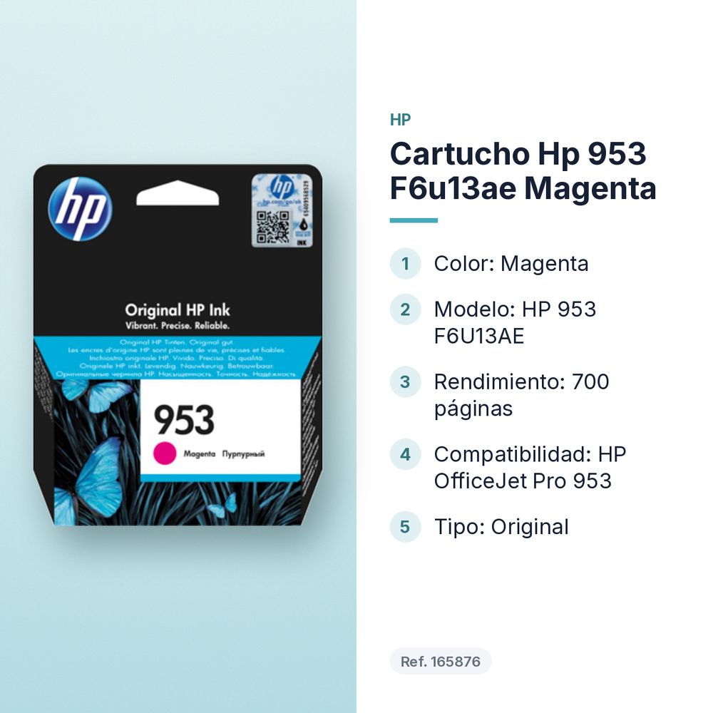 CARTUCHO HP 953 F6U13AE MAGENTA - características principales
