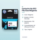 CARTUCHO HP 953 F6U13AE MAGENTA - características principales