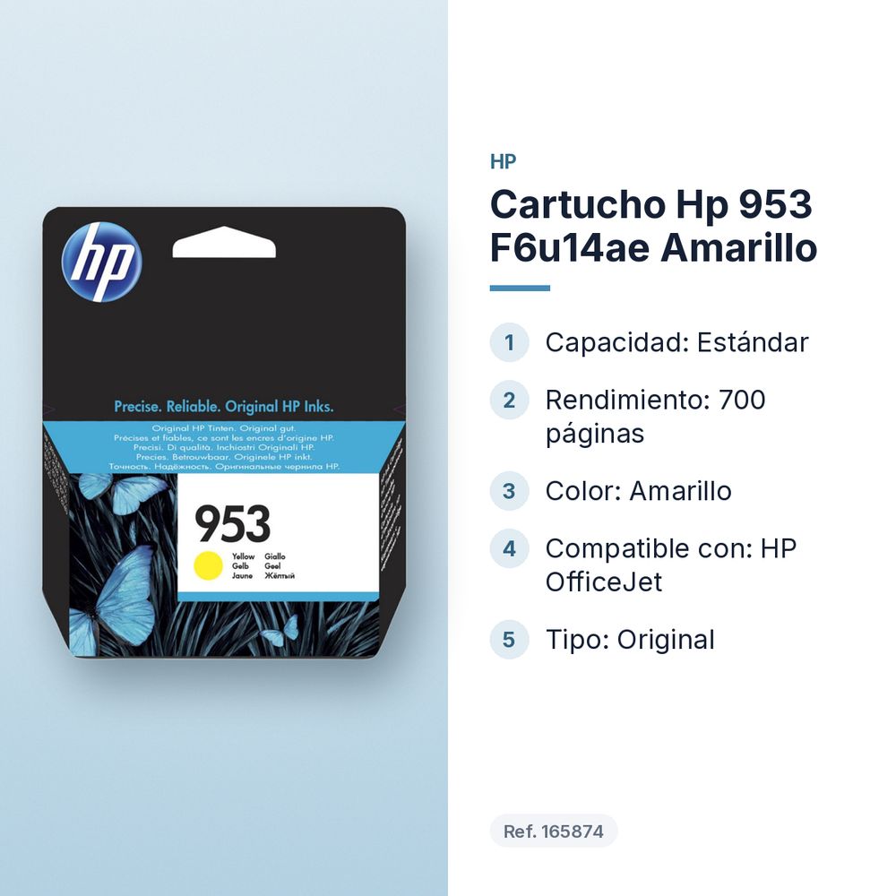 CARTUCHO HP 953 F6U14AE AMARILLO - características principales
