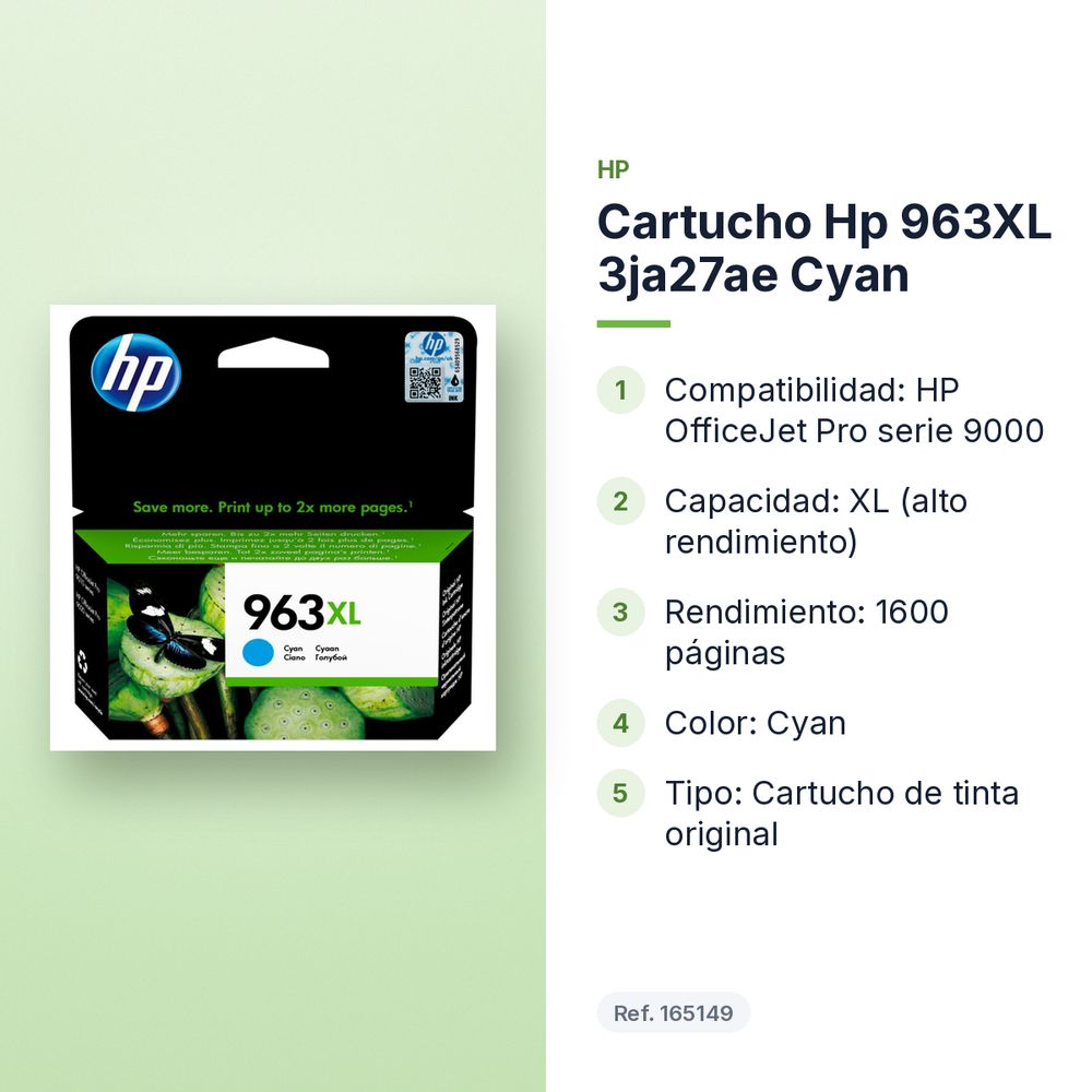 CARTUCHO HP 963XL 3JA27AE CYAN - características principales