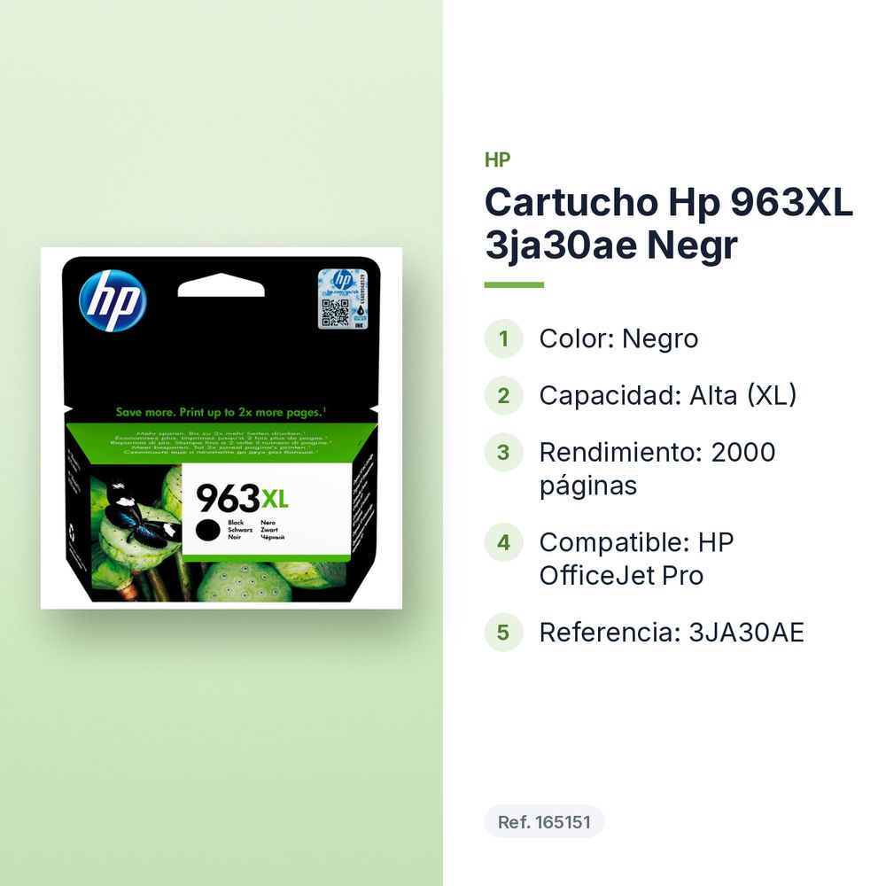 CARTUCHO HP 963XL 3JA30AE NEGR - características principales