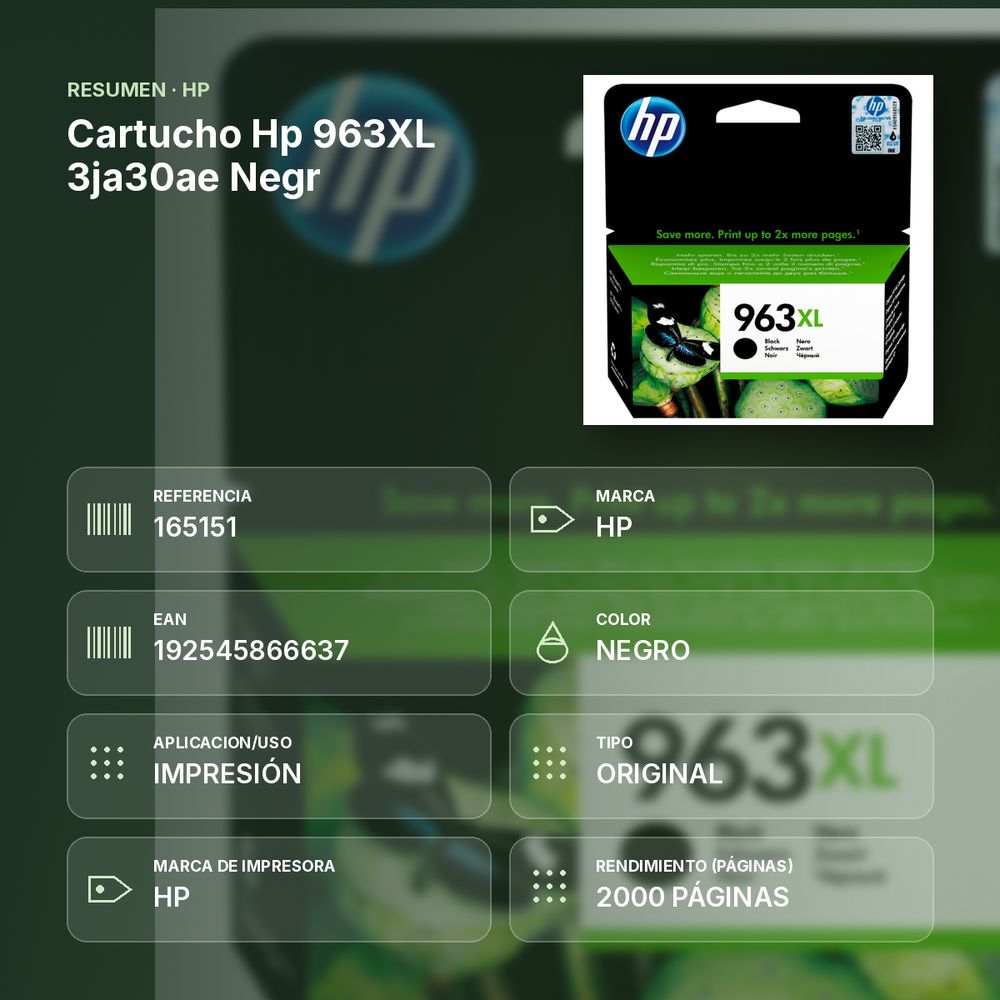 CARTUCHO HP 963XL 3JA30AE NEGR - resumen de atributos