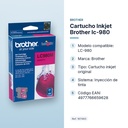 CARTUCHO INKJET BROTHER LC-980 - características principales
