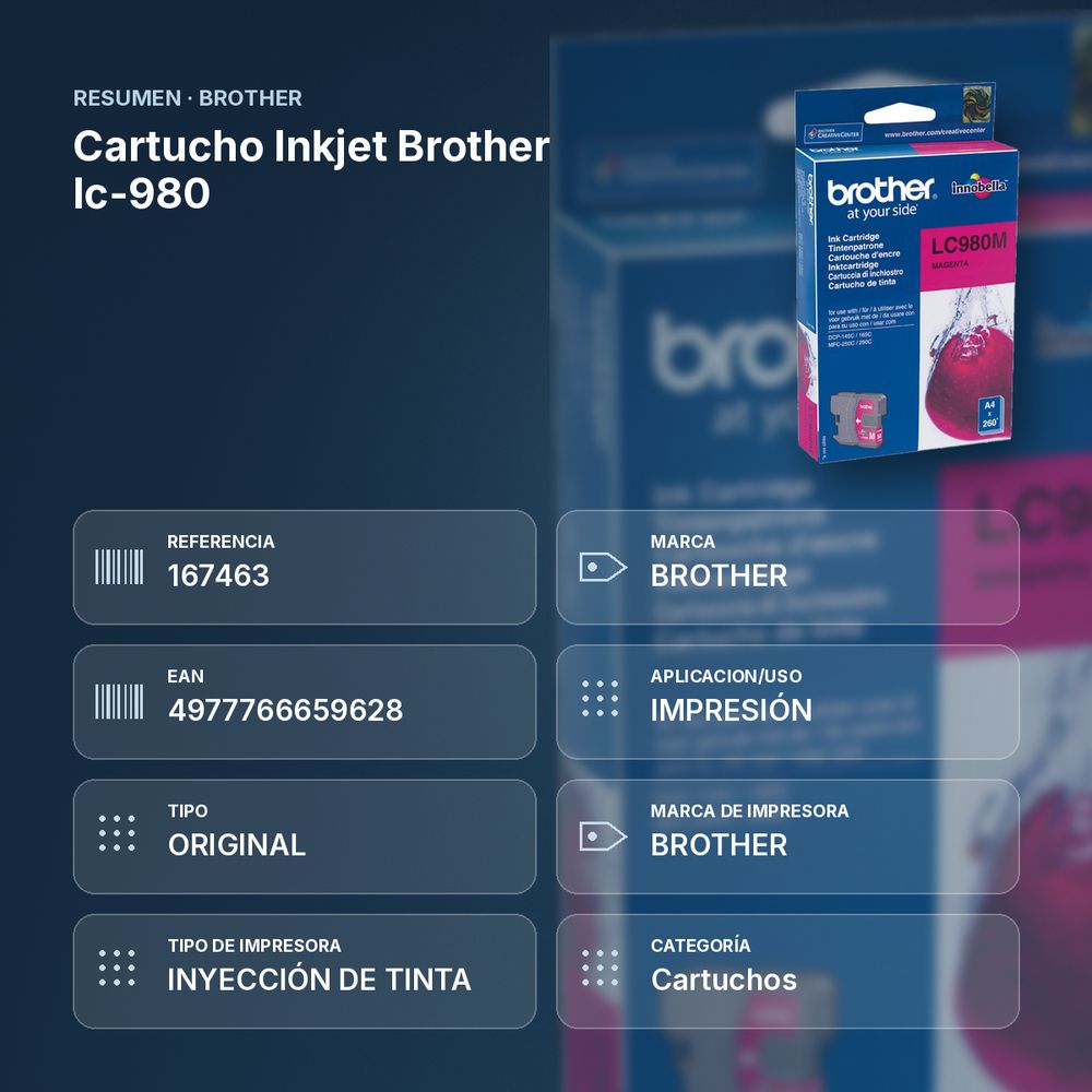 CARTUCHO INKJET BROTHER LC-980 - resumen de atributos