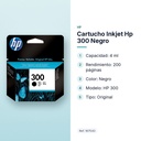 CARTUCHO INKJET HP 300 NEGRO - características principales