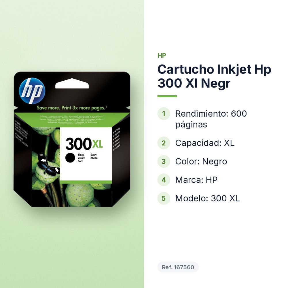 CARTUCHO INKJET HP 300 XL NEGR - características principales