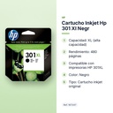 CARTUCHO INKJET HP 301 XL NEGR - características principales