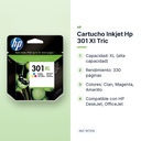 CARTUCHO INKJET HP 301 XL TRIC - características principales