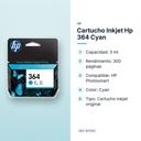 CARTUCHO INKJET HP 364 CYAN - características principales