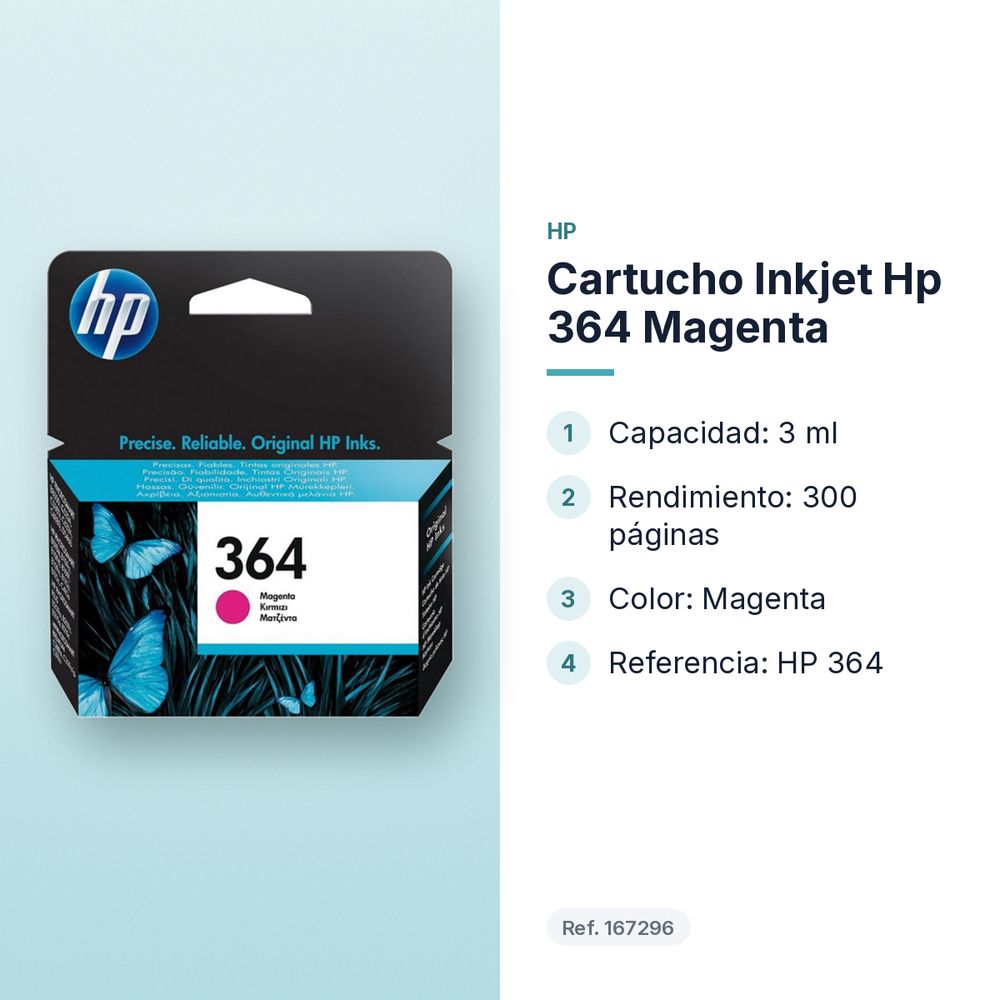 CARTUCHO INKJET HP 364 MAGENTA - características principales