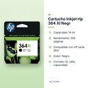CARTUCHO INKJET HP 364 XL NEGR - características principales