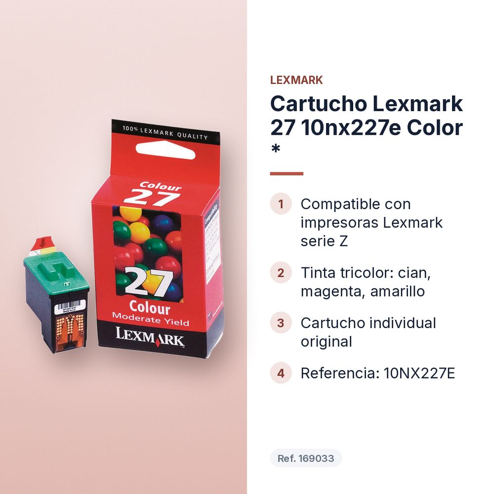 CARTUCHO LEXMARK 27 10NX227E COLOR * - características principales