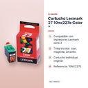 CARTUCHO LEXMARK 27 10NX227E COLOR * - características principales