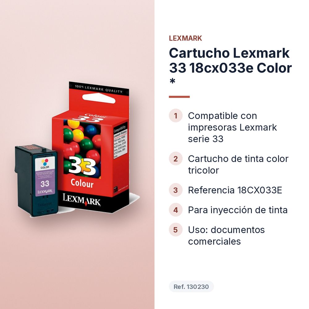 CARTUCHO LEXMARK 33 18CX033E COLOR * - características principales