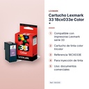 CARTUCHO LEXMARK 33 18CX033E COLOR * - características principales