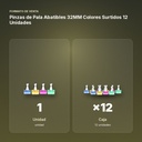 PINZAS DE PALA ABATIBLES 32MM COLORES SURTIDOS 12 UNIDADES - formato de venta: caja de 12