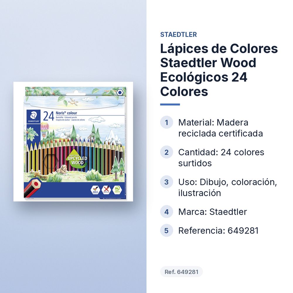 LÁPICES DE COLORES STAEDTLER WOOD ECOLÓGICOS 24 COLORES  - características principales