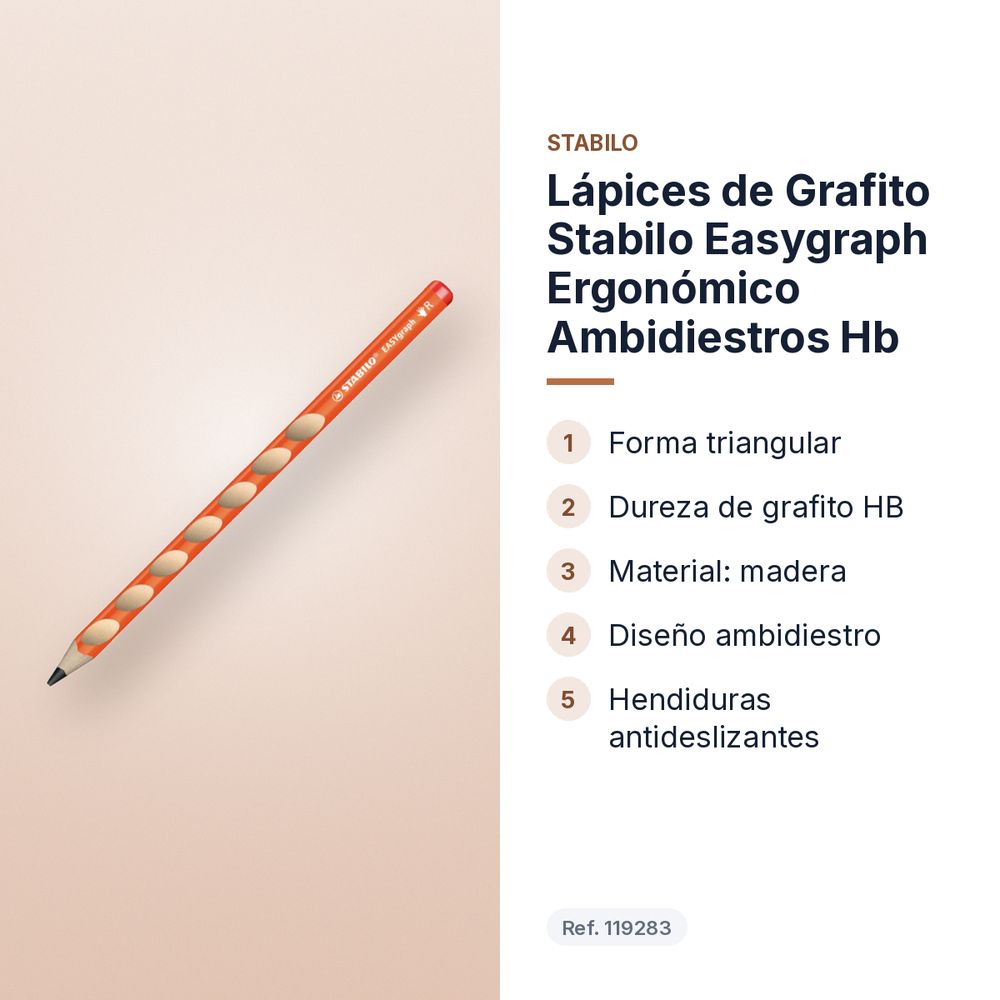 LÁPICES DE GRAFITO STABILO EASYGRAPH ERGONÓMICO AMBIDIESTROS HB - características principales