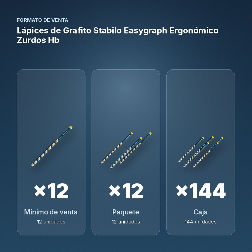 LÁPICES DE GRAFITO STABILO EASYGRAPH ERGONÓMICO ZURDOS HB - formato de venta: paquete de 12, caja de 144