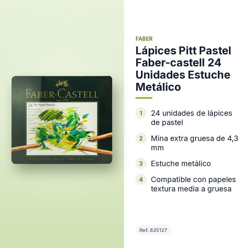 LÁPICES PITT PASTEL FABER-CASTELL 24 UNIDADES ESTUCHE METÁLICO - características principales