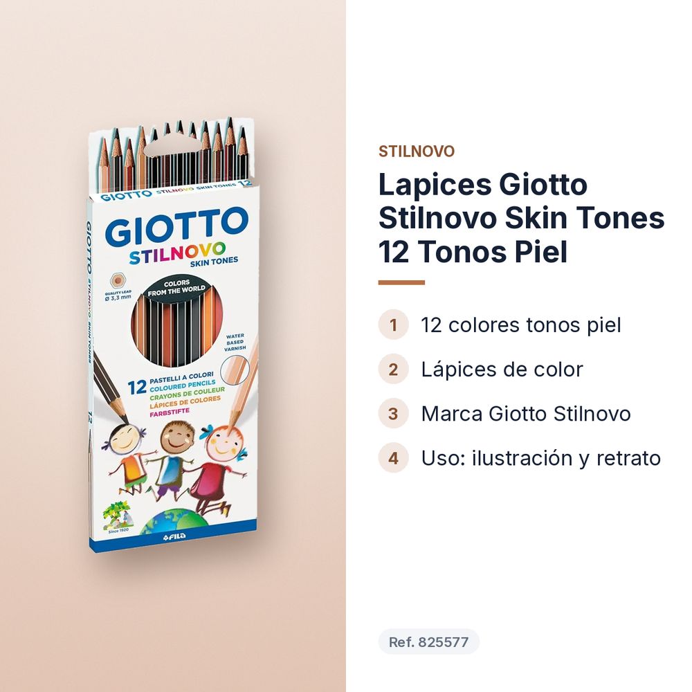 LAPICES GIOTTO STILNOVO SKIN TONES 12 TONOS PIEL - características principales