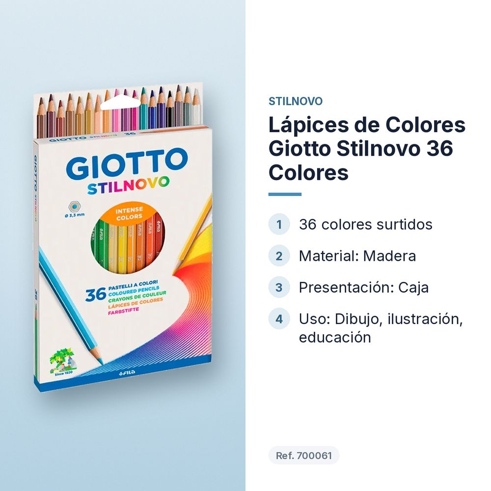 LÁPICES DE COLORES GIOTTO STILNOVO 36 COLORES - características principales