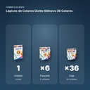 LÁPICES DE COLORES GIOTTO STILNOVO 36 COLORES - formato de venta: paquete de 6, caja de 36