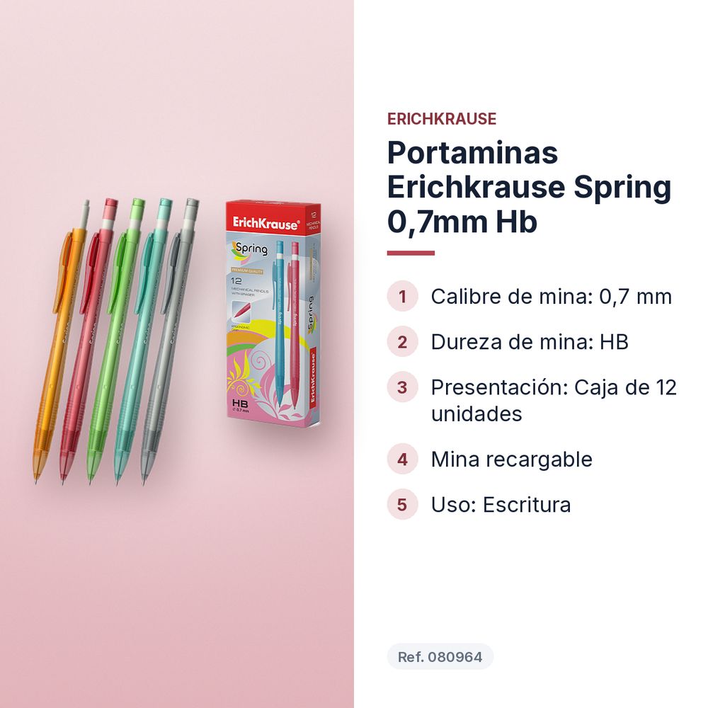 PORTAMINAS ERICHKRAUSE SPRING 0,7MM HB - características principales