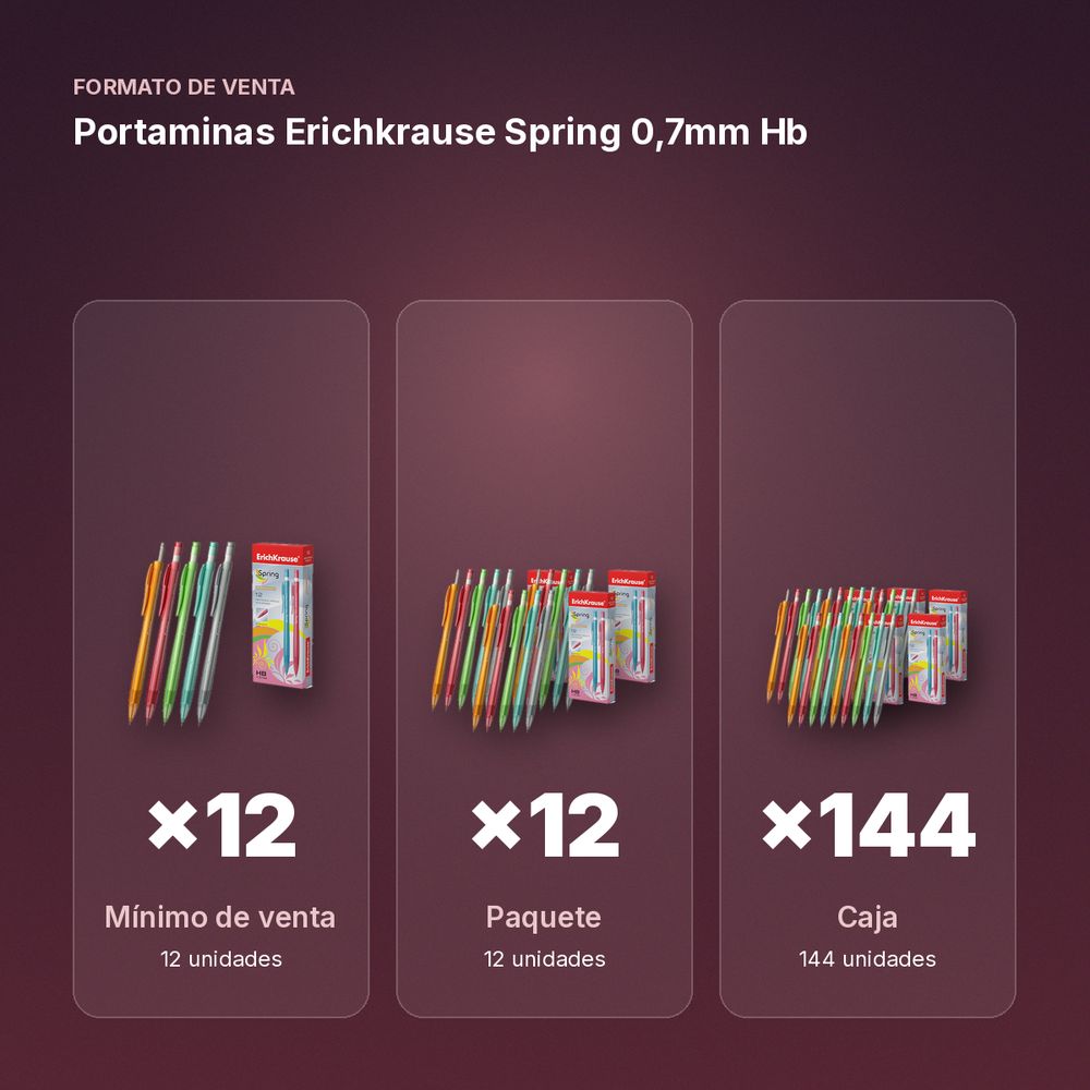 PORTAMINAS ERICHKRAUSE SPRING 0,7MM HB - formato de venta: paquete de 12, caja de 144, palé de 1728