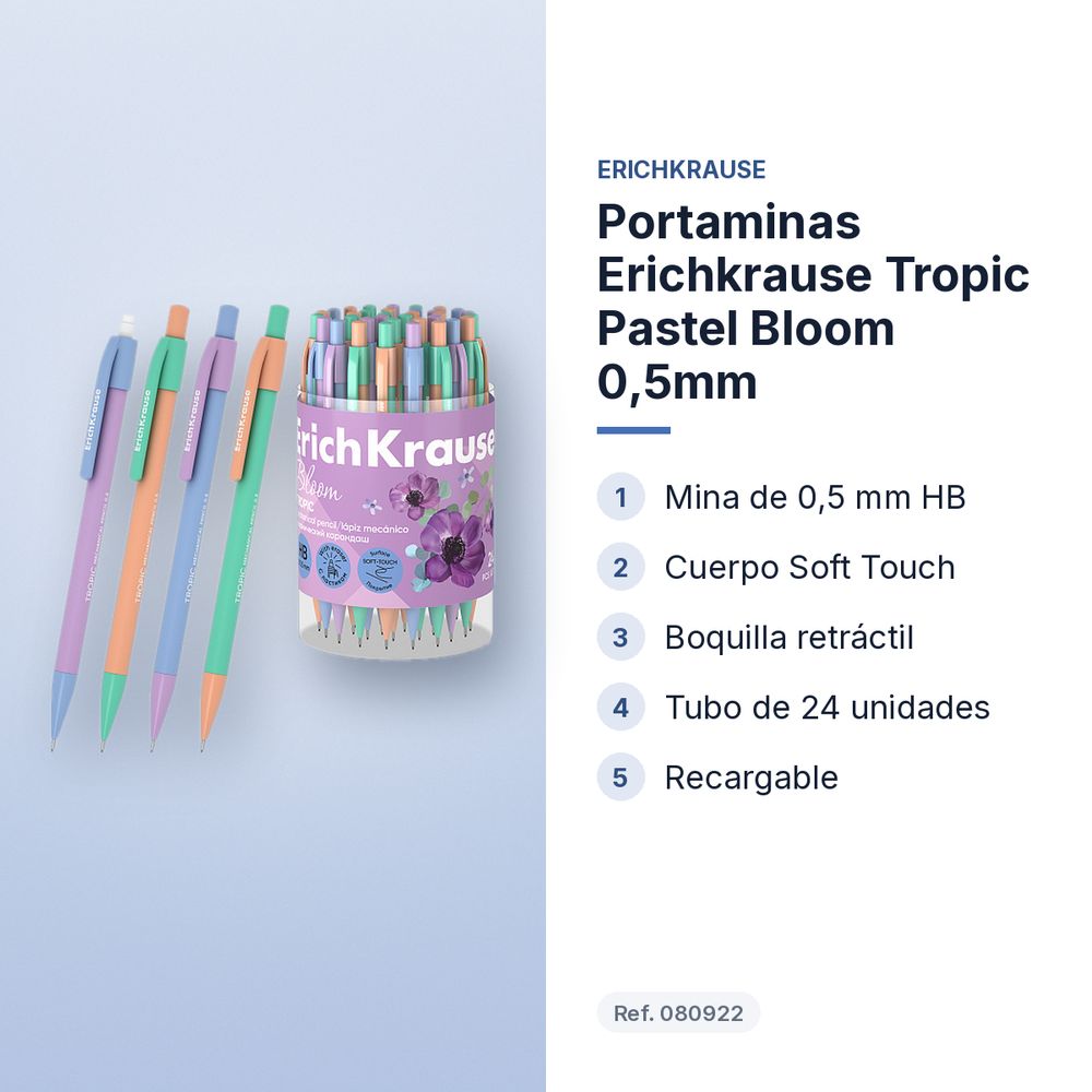 PORTAMINAS ERICHKRAUSE TROPIC PASTEL BLOOM 0,5MM - características principales
