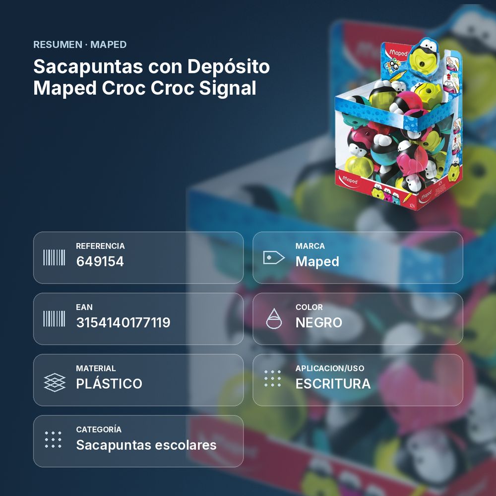 SACAPUNTAS CON DEPÓSITO MAPED CROC CROC SIGNAL - resumen de atributos
