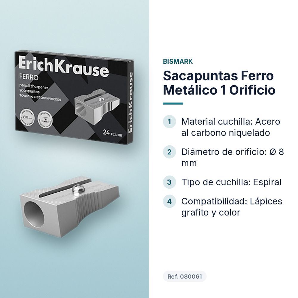 SACAPUNTAS FERRO METÁLICO 1 ORIFICIO - características principales