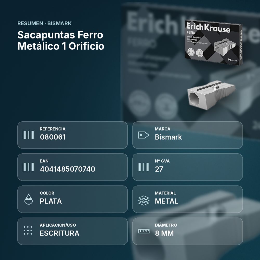 SACAPUNTAS FERRO METÁLICO 1 ORIFICIO - resumen de atributos