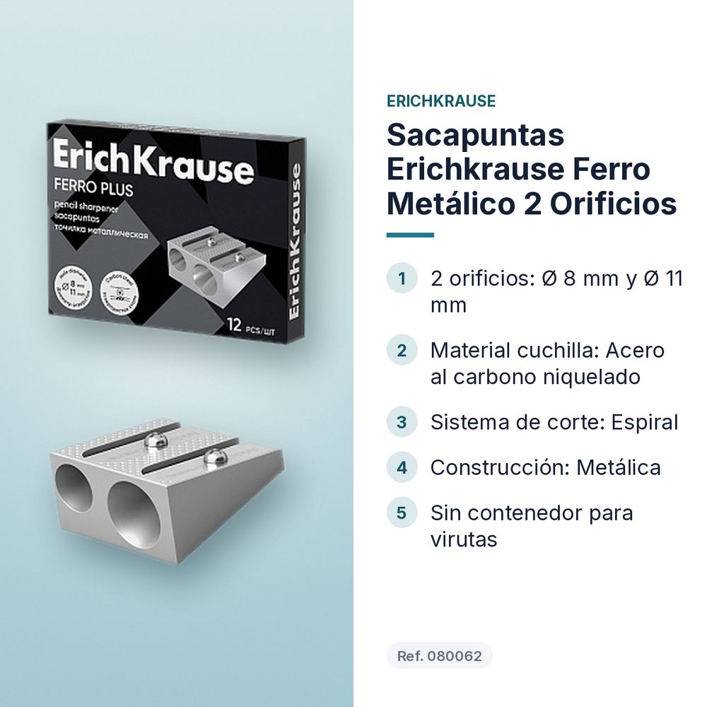 SACAPUNTAS ERICHKRAUSE FERRO METÁLICO 2 ORIFICIOS - características principales