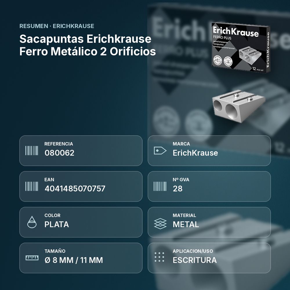 SACAPUNTAS ERICHKRAUSE FERRO METÁLICO 2 ORIFICIOS - resumen de atributos