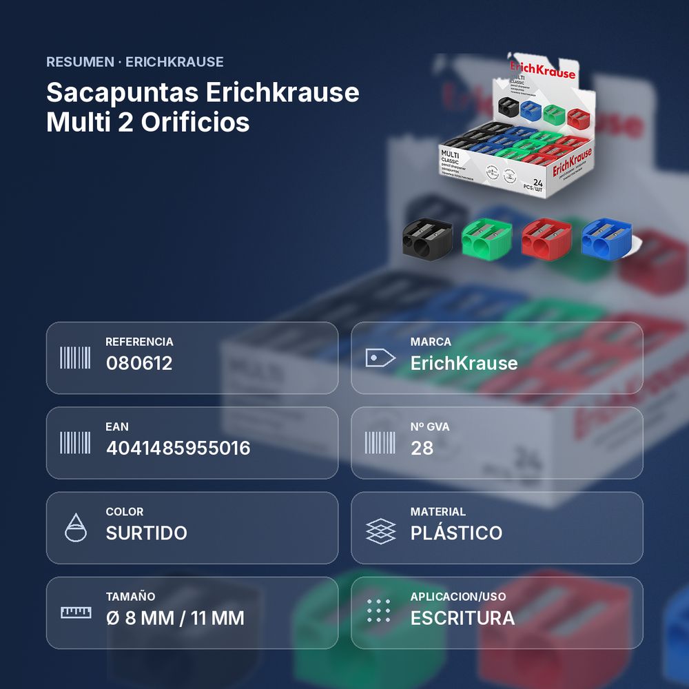 SACAPUNTAS ERICHKRAUSE MULTI 2 ORIFICIOS - resumen de atributos