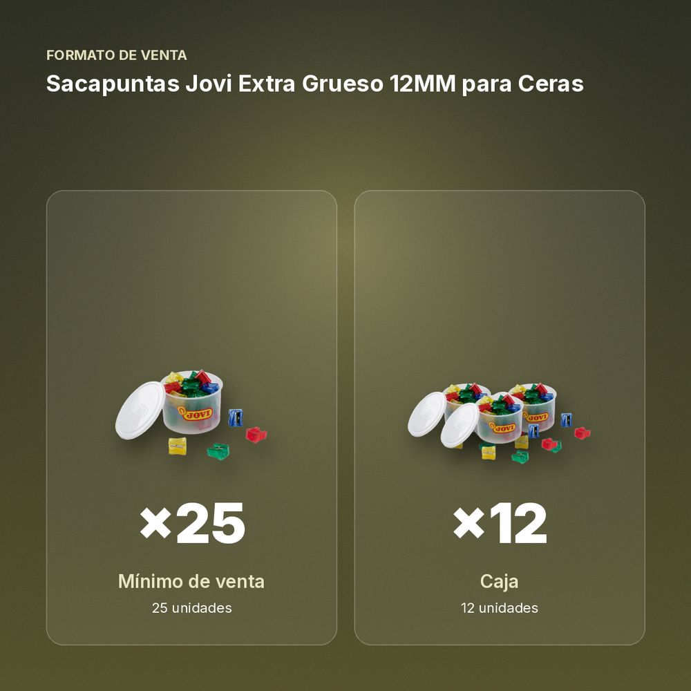 SACAPUNTAS JOVI EXTRA GRUESO 12MM PARA CERAS  - formato de venta: caja de 12