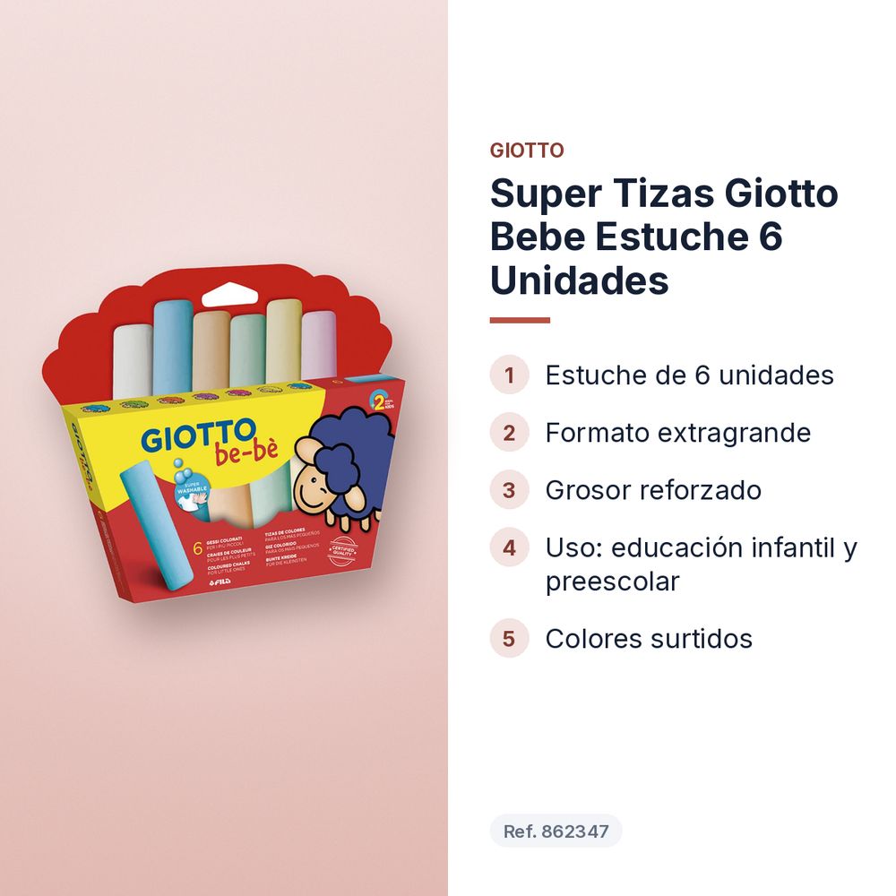 SUPER TIZAS GIOTTO BEBE ESTUCHE 6 UNIDADES - características principales