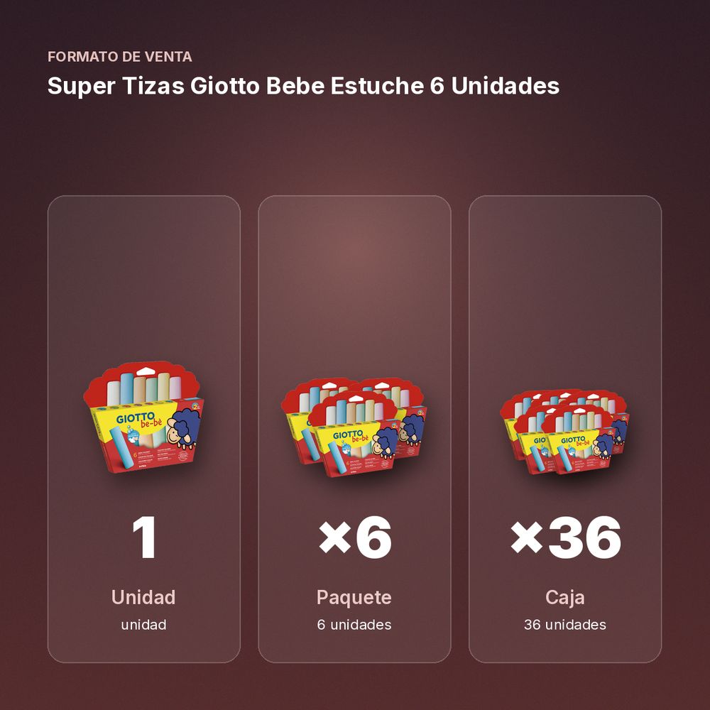 SUPER TIZAS GIOTTO BEBE ESTUCHE 6 UNIDADES - formato de venta: paquete de 6, caja de 36