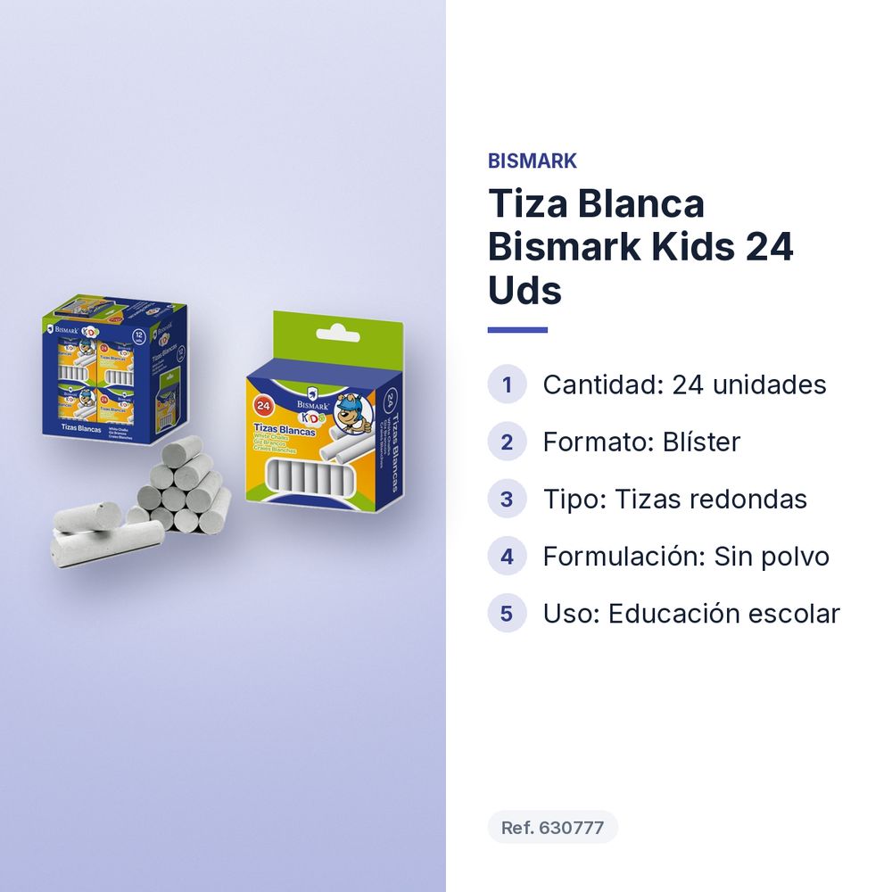 TIZA BLANCA BISMARK KIDS 24 UDS - características principales