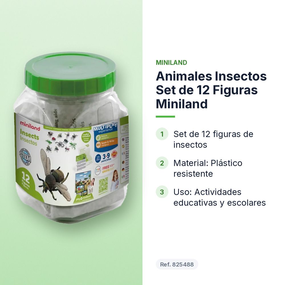 ANIMALES INSECTOS SET DE 12 FIGURAS MINILAND - características principales