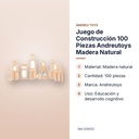 JUEGO DE CONSTRUCCIÓN 100 PIEZAS ANDREUTOYS MADERA NATURAL - características principales