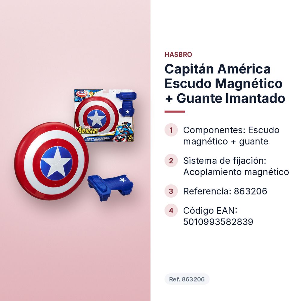 CAPITÁN AMÉRICA ESCUDO MAGNÉTICO + GUANTE IMANTADO - características principales