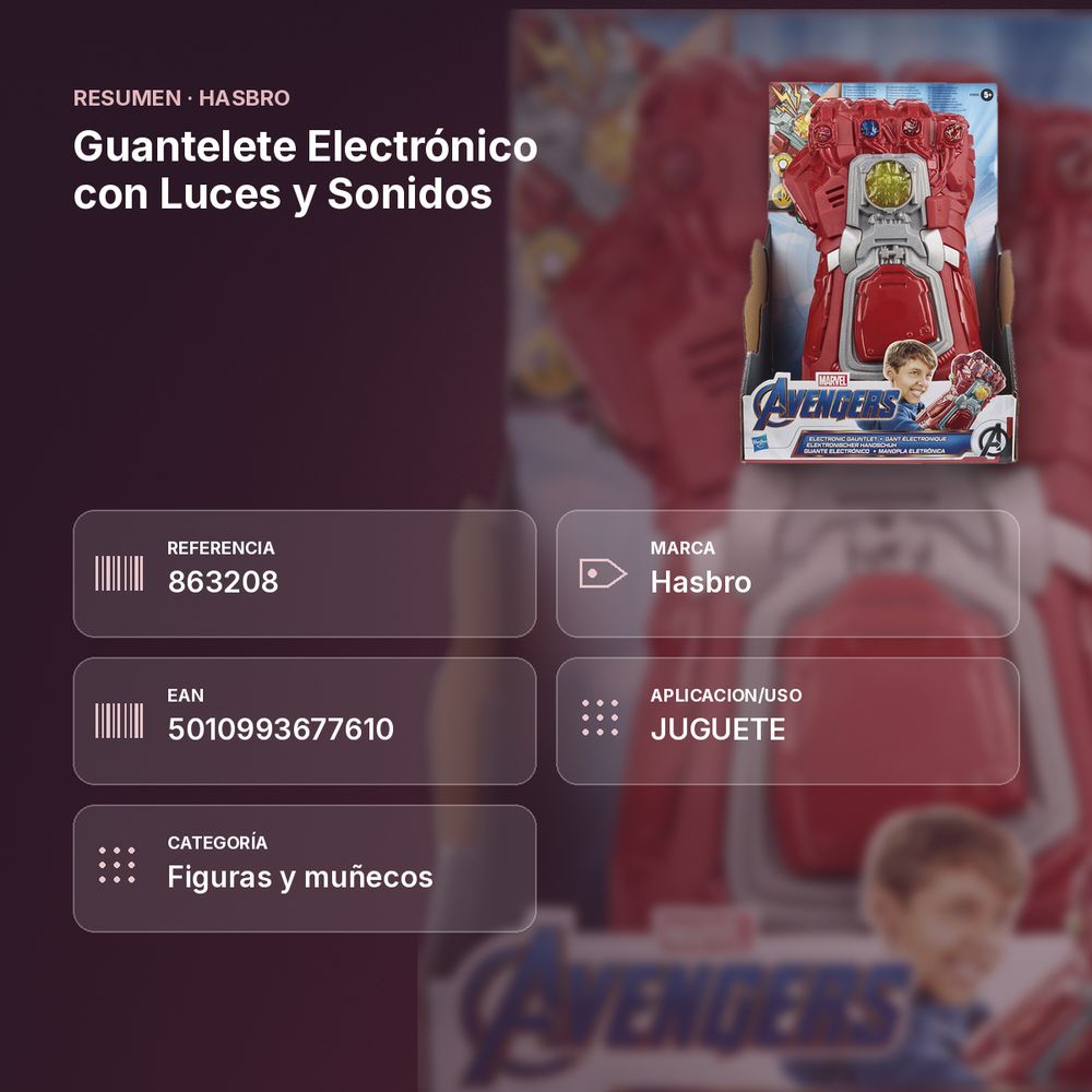 GUANTELETE ELECTRÓNICO CON LUCES Y SONIDOS  - resumen de atributos
