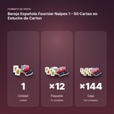 BARAJA ESPAÑOLA FOURNIER NAIPES 1 – 50 CARTAS EN ESTUCHE DE CARTON - formato de venta: paquete de 12, caja de 144