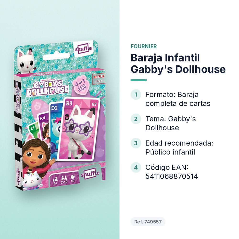 BARAJA INFANTIL GABBY'S DOLLHOUSE - características principales