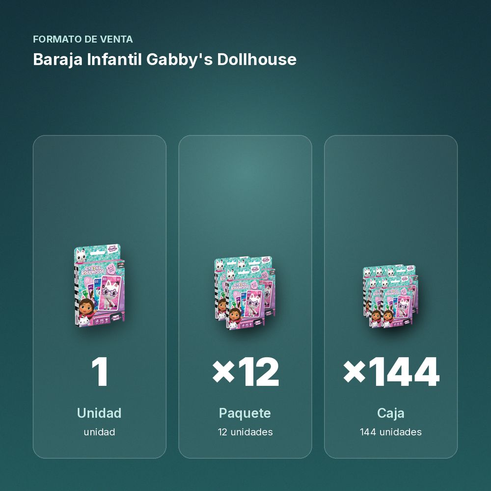 BARAJA INFANTIL GABBY'S DOLLHOUSE - formato de venta: paquete de 12, caja de 144